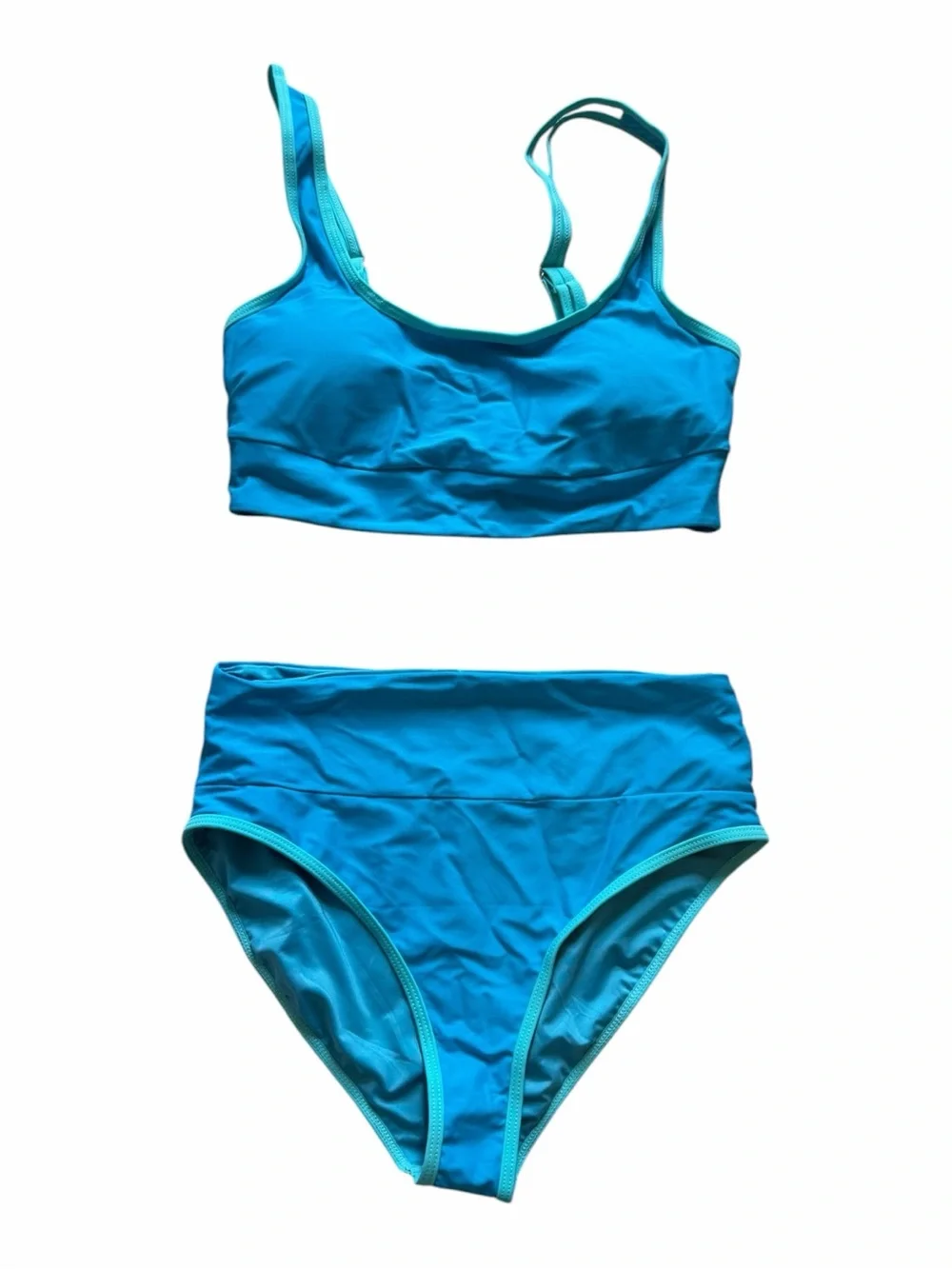Bright Turquoise Two-Piece High-Waist Swim Set